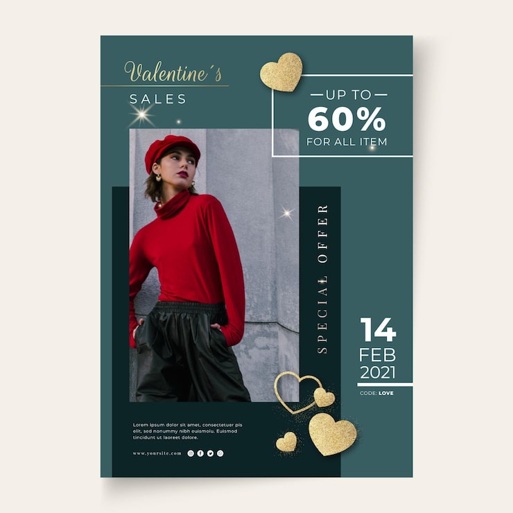 Vector gratuito cartel de rebajas de san valentín a4