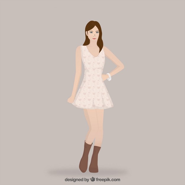 Vector gratuito chica dibujada a mano con un bonito vestido