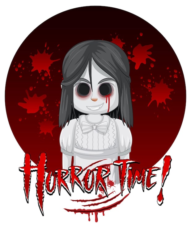 Vector gratuito chica fantasma de ojos negros