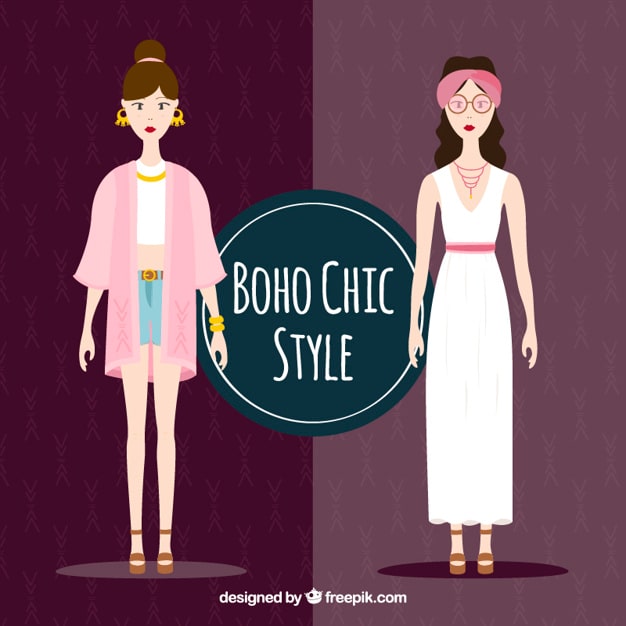 Vector gratuito chicas estilosas con ropa boho