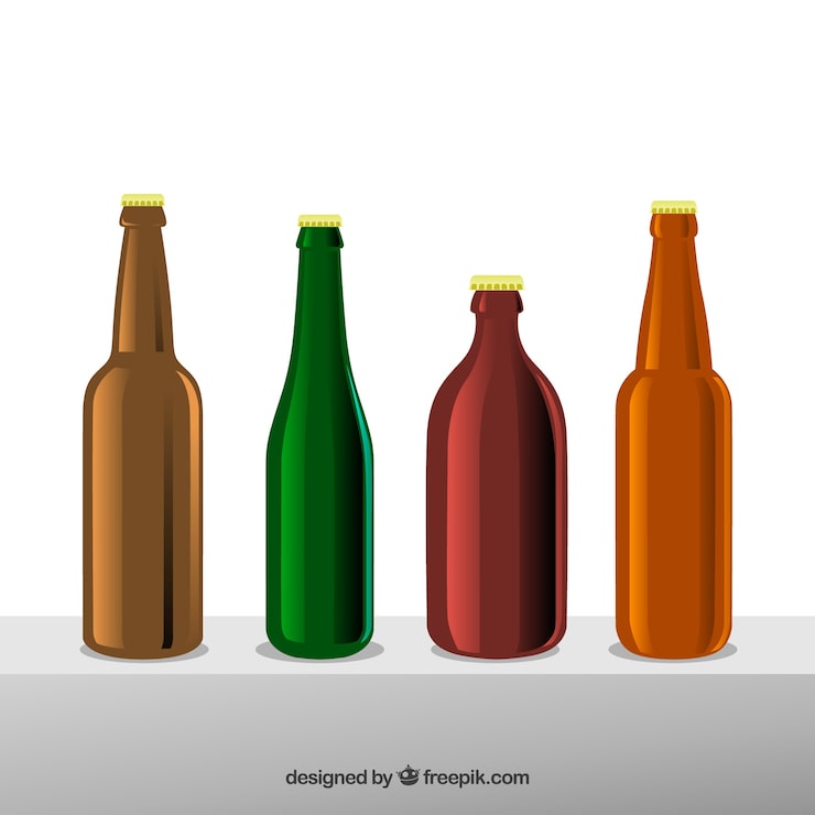 Vector gratuito colección de botellas planas de cerveza