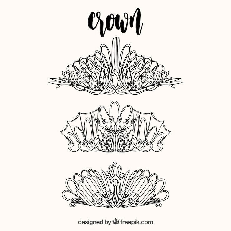 Vector gratuito colección de coronas dibujadas a mano