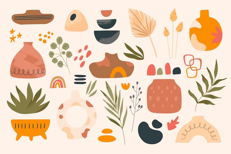 Vector gratuito colección elementos boho dibujados a mano