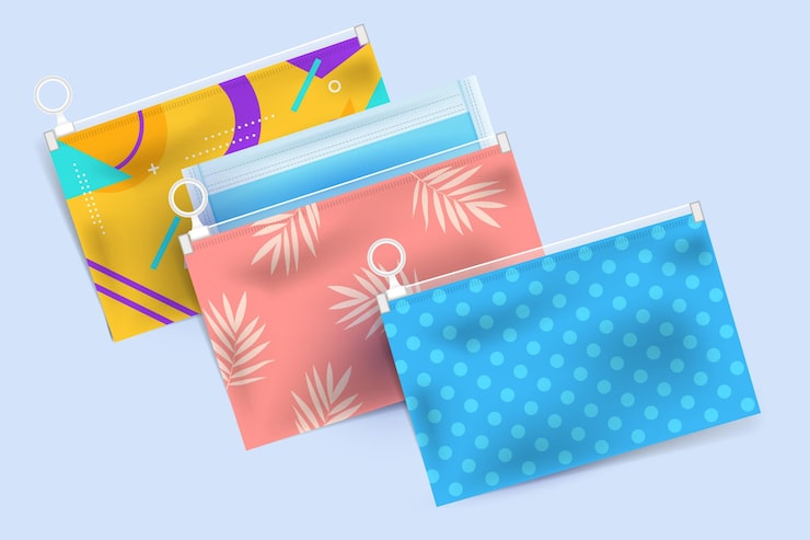 Vector gratuito colección de estuches de almacenamiento de mascarillas