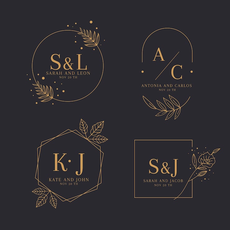 Vector gratuito colección de logos de boda planos lineales