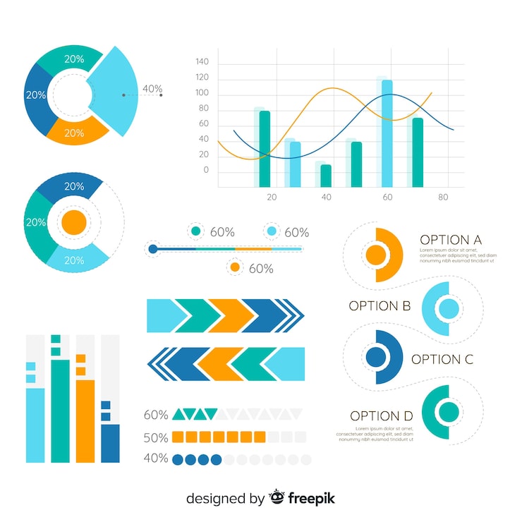 Vector gratuito colección moderna de elementos de infografía con diseño plano