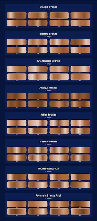 Vector gratuito colección de muestras de degradado metálico bronce