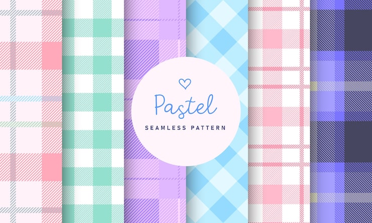 Vector gratuito colección de patrones sin fisuras de cuadros a cuadros tartán pastel