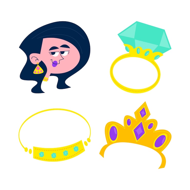 Vector gratuito colección de pegatinas de joyas de dibujos animados retro