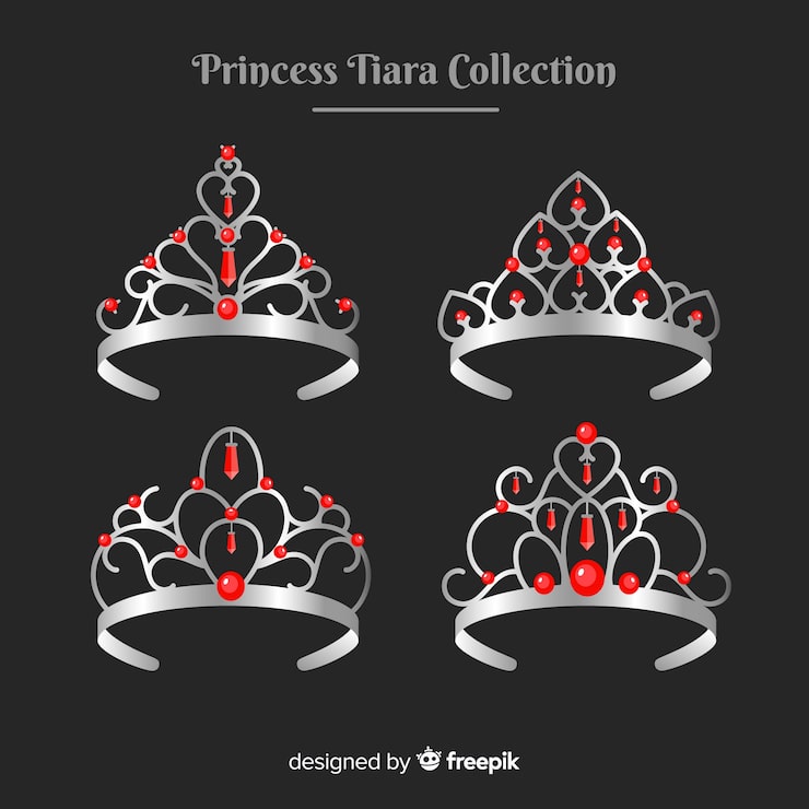 Vector gratuito colección tiaras princesa plateadas