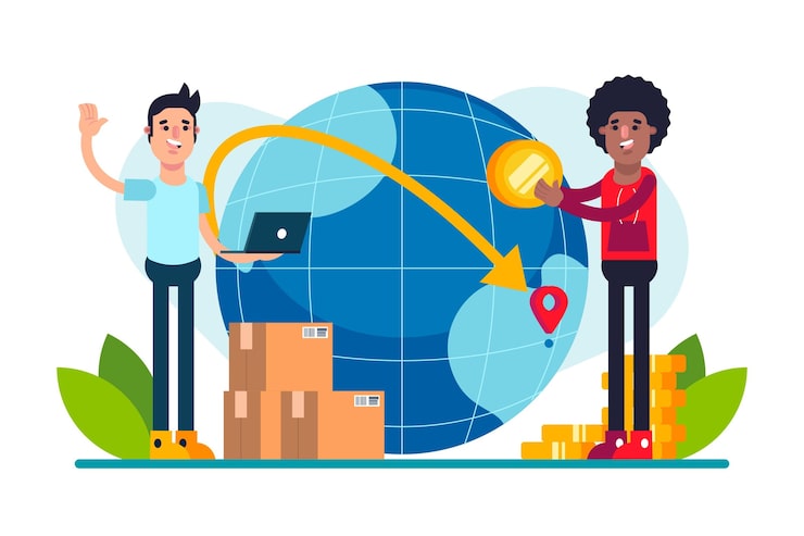 Vector gratuito comercio internacional de diseño plano
