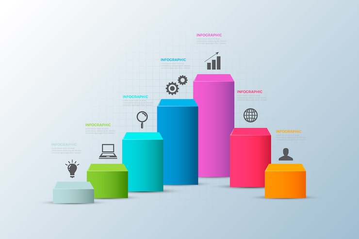 Vector gratuito concepto de infografía barras 3d