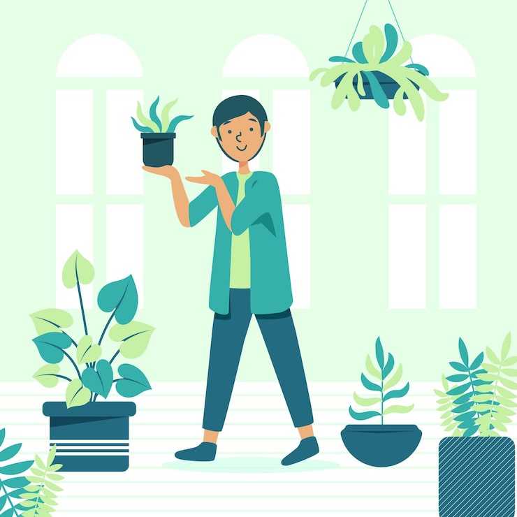 Vector gratuito concepto de jardinería en casa