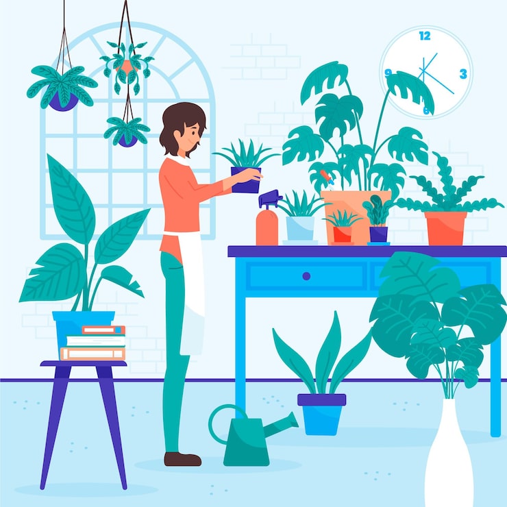 Vector gratuito concepto de jardinería en casa