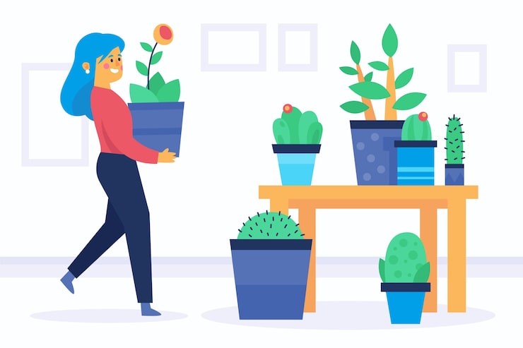Vector gratuito concepto de jardinería en casa