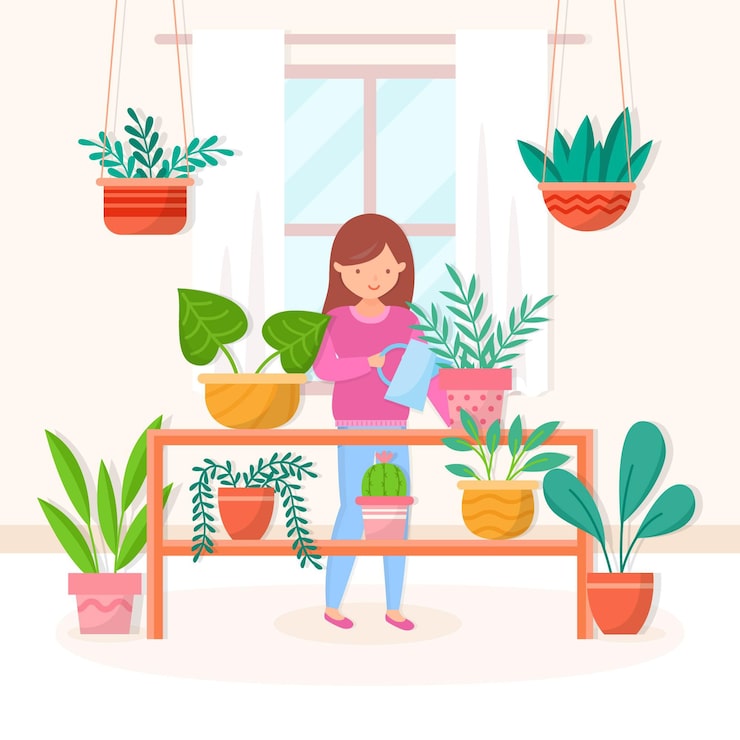Vector gratuito concepto de jardinería en casa