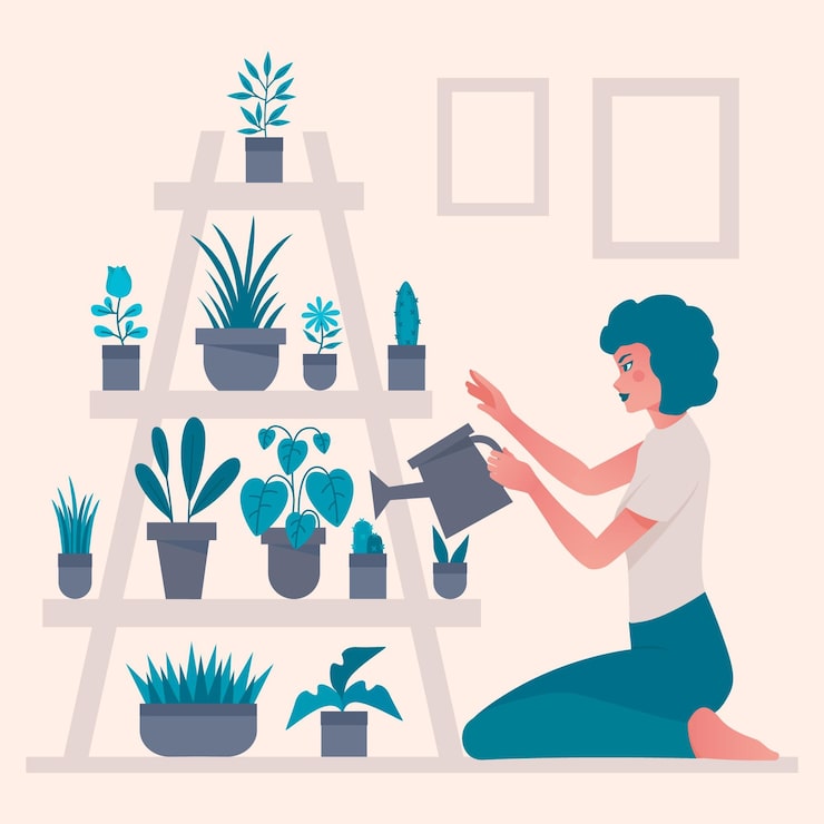 Vector gratuito concepto de jardinería en casa