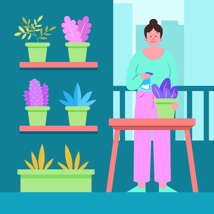 Vector gratuito concepto de jardinería en casa