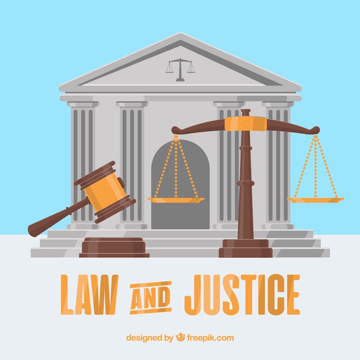 Vector gratuito concepto de ley y justicia con diseño plano