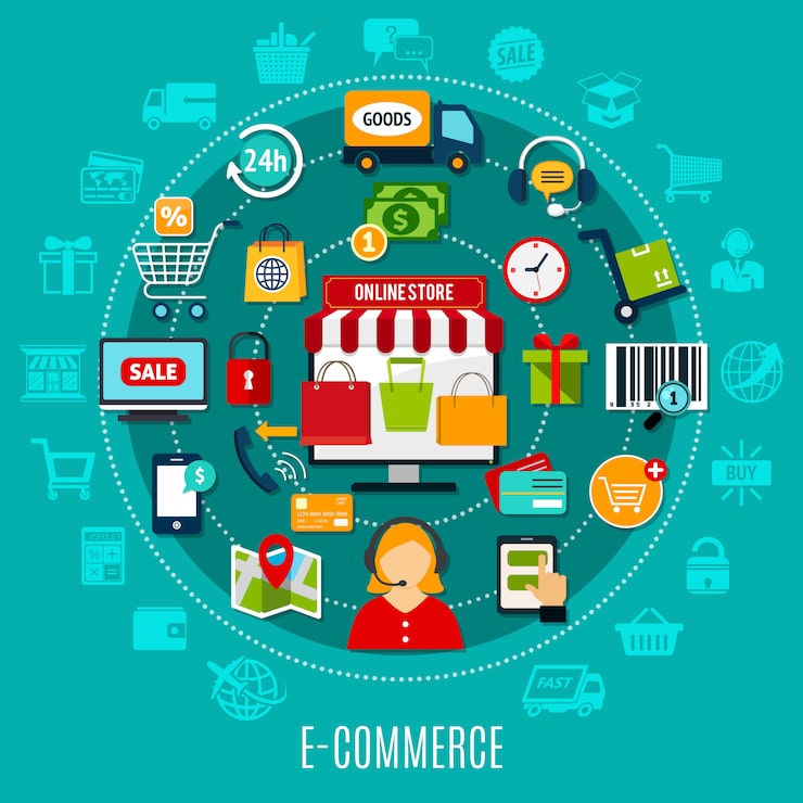 Vector gratuito concepto plano de comercio electrónico