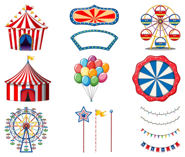 Vector gratuito conjunto de artículos de circo