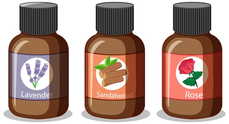Vector gratuito conjunto de botella de aceite esencial diferente aislado