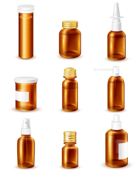 Vector gratuito conjunto de botellas farmacéuticas
