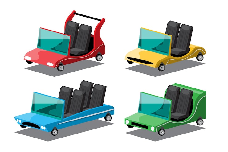Vector gratuito conjunto de coches descapotables en estilos elegantes.