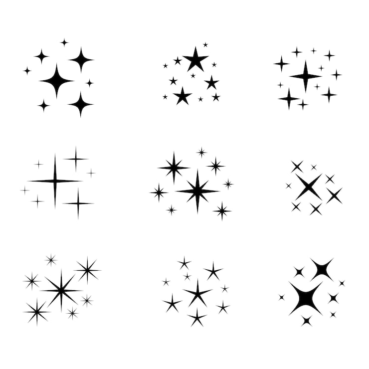 Vector gratuito conjunto de diseño de elementos de íconos de estrellas brillantes