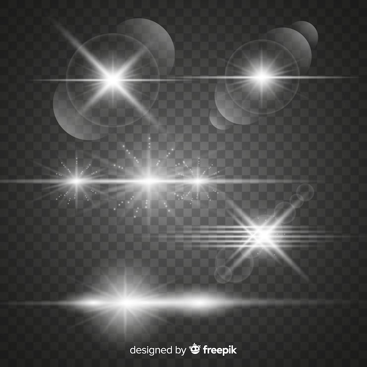 Vector gratuito conjunto de efectos luminosos plateados brillantes