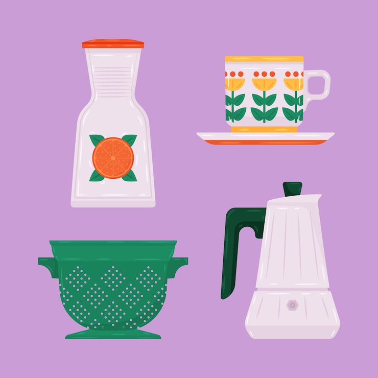 Vector gratuito conjunto de elementos de cocina dibujados a mano