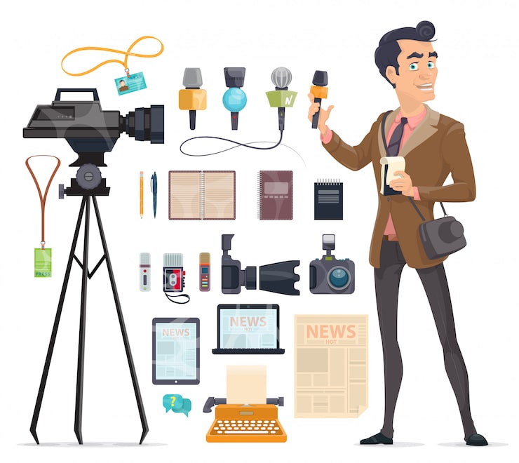 Vector gratuito conjunto de elementos de periodismo