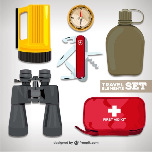 Vector gratuito conjunto de elementos de viaje de aventura