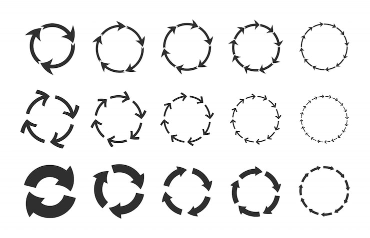 Vector gratuito conjunto de flechas circulares de reciclaje