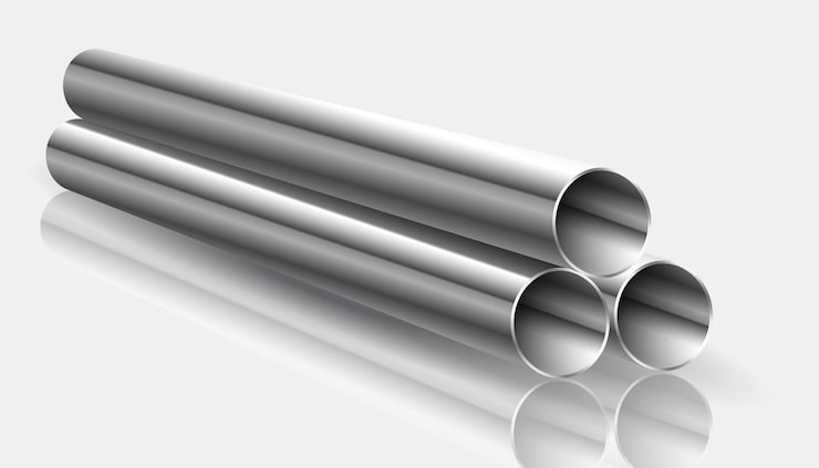 Vector gratuito conjunto de fondo de tubería de acero gris de 3d para fabricación o construcción