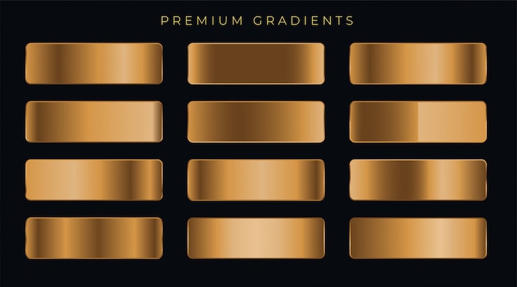 Vector gratuito conjunto de gradientes premium cobre metalizado.
