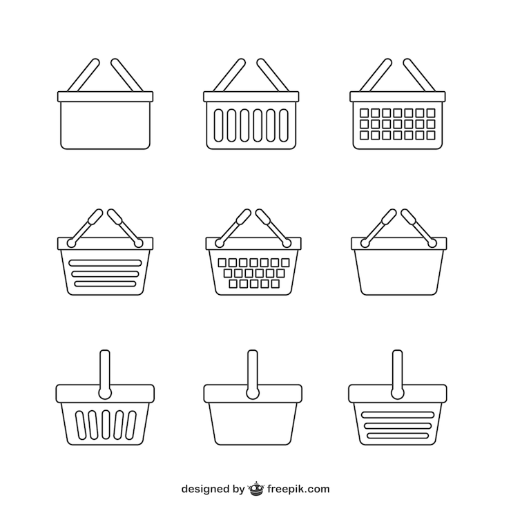 Vector gratuito conjunto de iconos de cesta de la compra