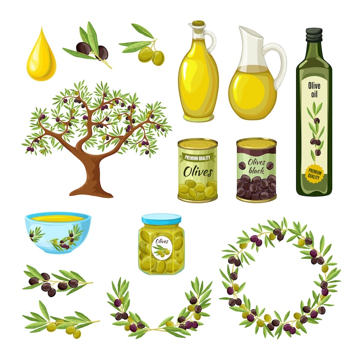 Vector gratuito conjunto de iconos de oliva