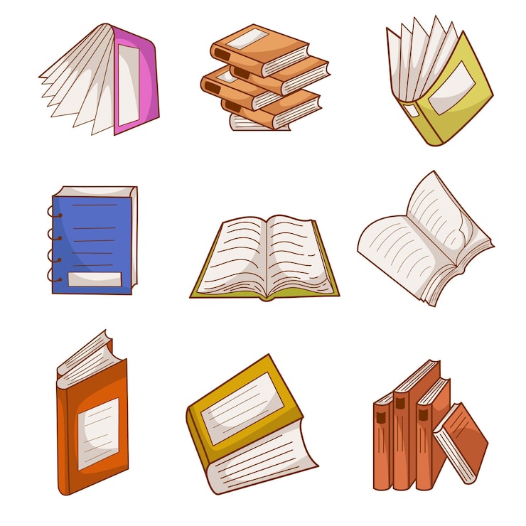 Vector gratuito conjunto de ilustraciones de libros ilustración de varios libros.