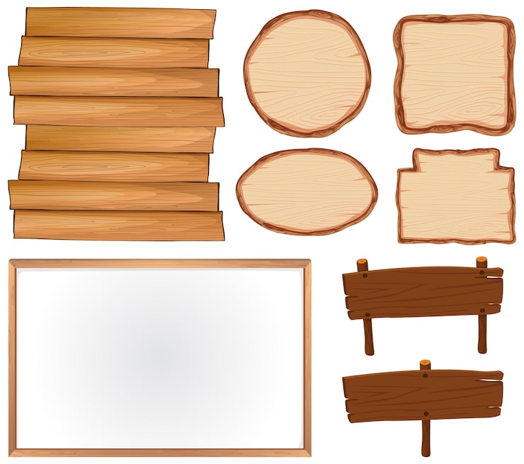 Vector gratuito conjunto, de, letrero de madera, bandera
