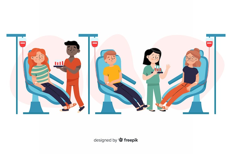 Vector gratuito conjunto de personas que donan sangre
