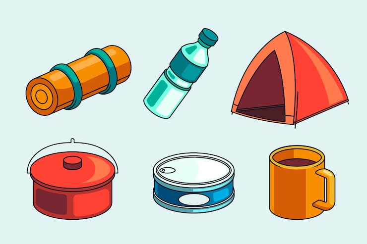 Vector gratuito conjunto de senderismo dibujado a mano