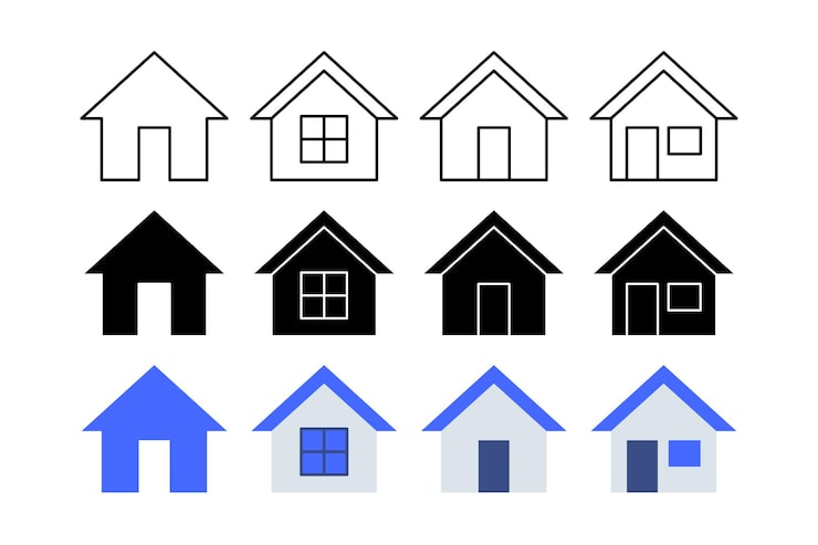 Vector gratuito conjunto de símbolos de casas con múltiples estilos