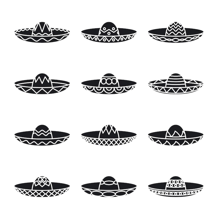 Vector gratuito conjunto de sombreros mexicanos