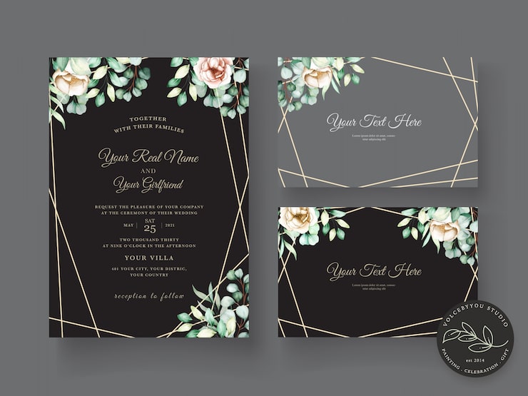 Vector gratuito conjunto de tarjetas de invitación de boda de eucalipto acuarela