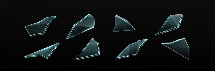 Vector gratuito conjunto de trozos de vidrio o hielo rotos