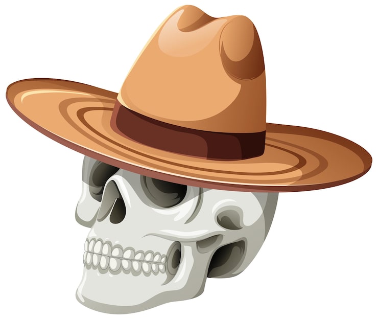 Vector gratuito cráneo mexicano con sombrero