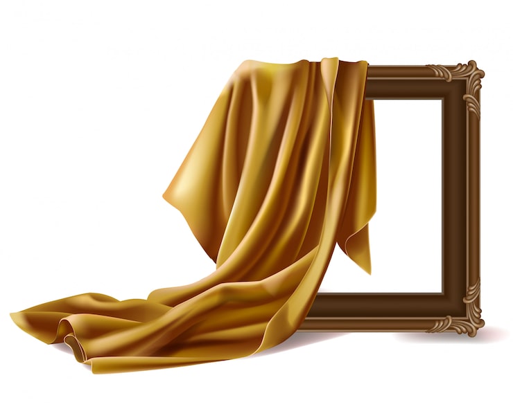 Vector gratuito cubierta de tela de seda roja marco de fotos de madera aislado