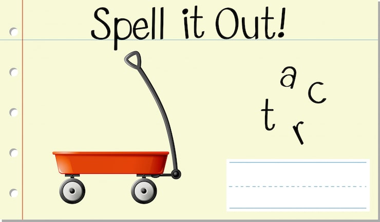 Vector gratuito deletrear el carrito de palabras en inglés