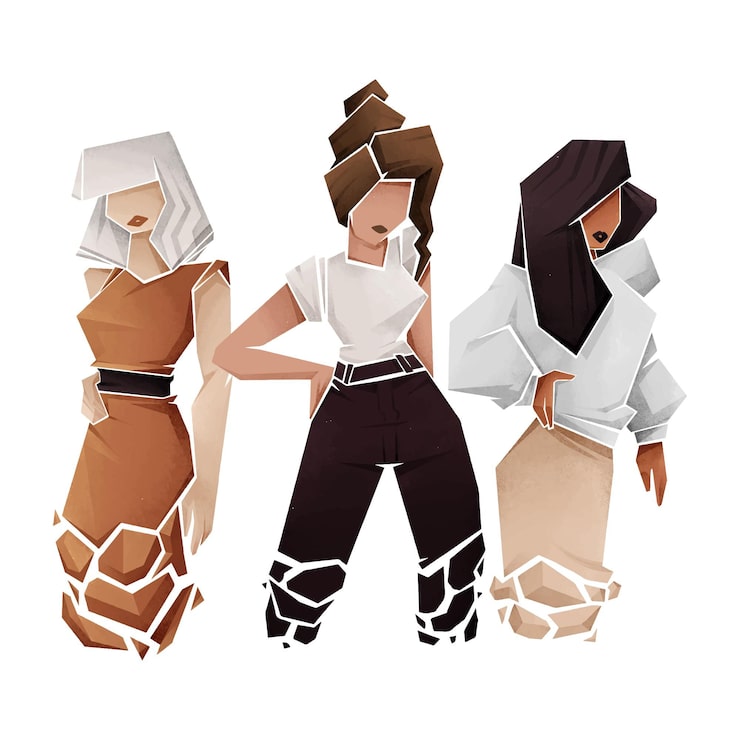 Vector gratuito dibujado a mano abstracto grupo de mujeres